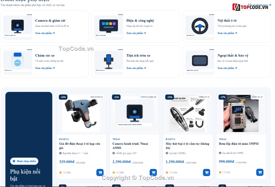 Đồ án,phụ kiện,Website bán phụ kiện ô tô
